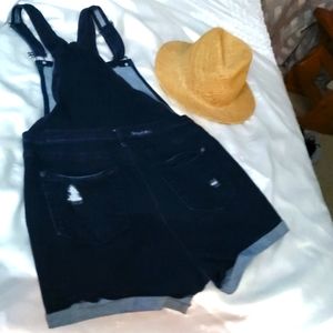 NOBO -Mid Rise Distressed Overalls shorts NWOT